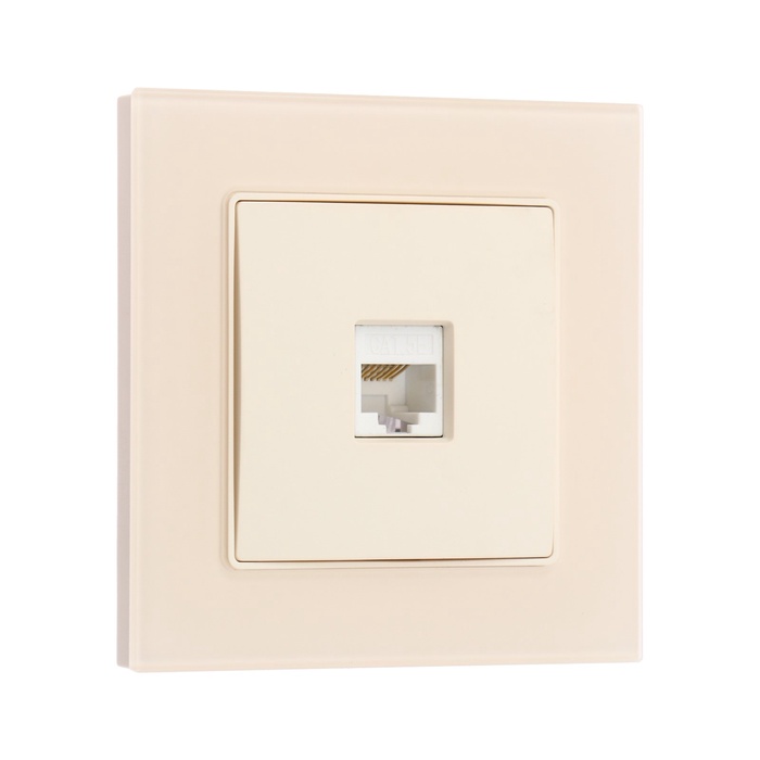 Розетка компьютерная TOT Matte Glass, стекло, скрытая, одноместная, бежевая