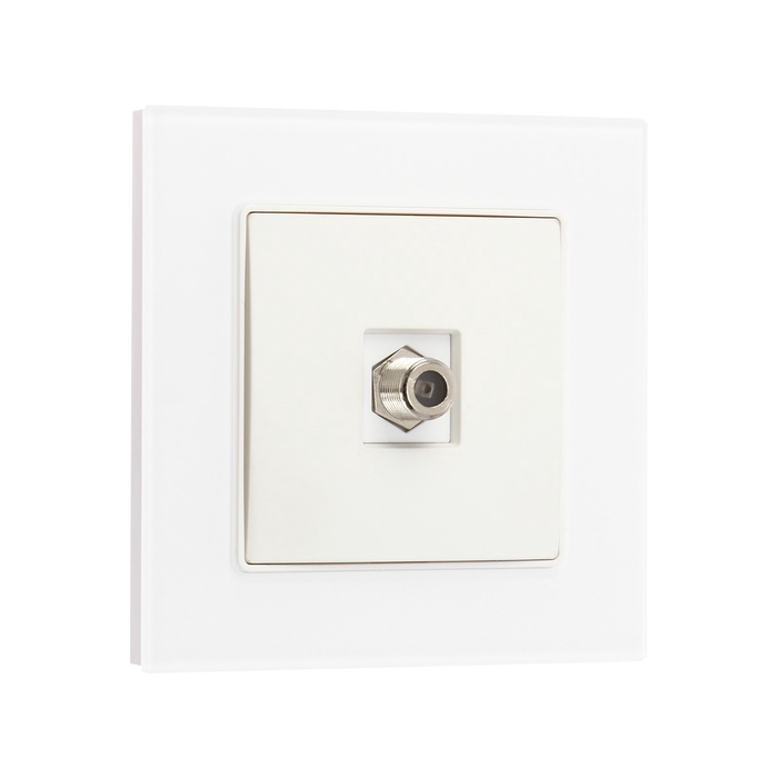 Розетка телевизионная TOT Matte Glass, стекло, скрытая, одноместная, белая