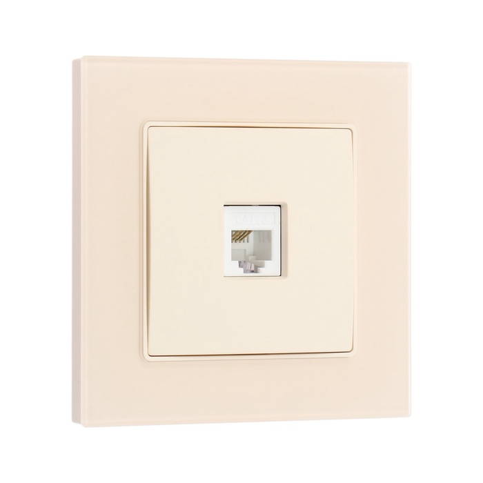 Розетка телефонная TOT Matte Glass, стекло, скрытая, одноместная, бежевая