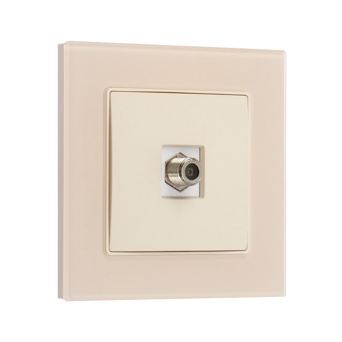 Розетка телевизионная TOT Matte Glass, стекло, скрытая, одноместная, бежевая