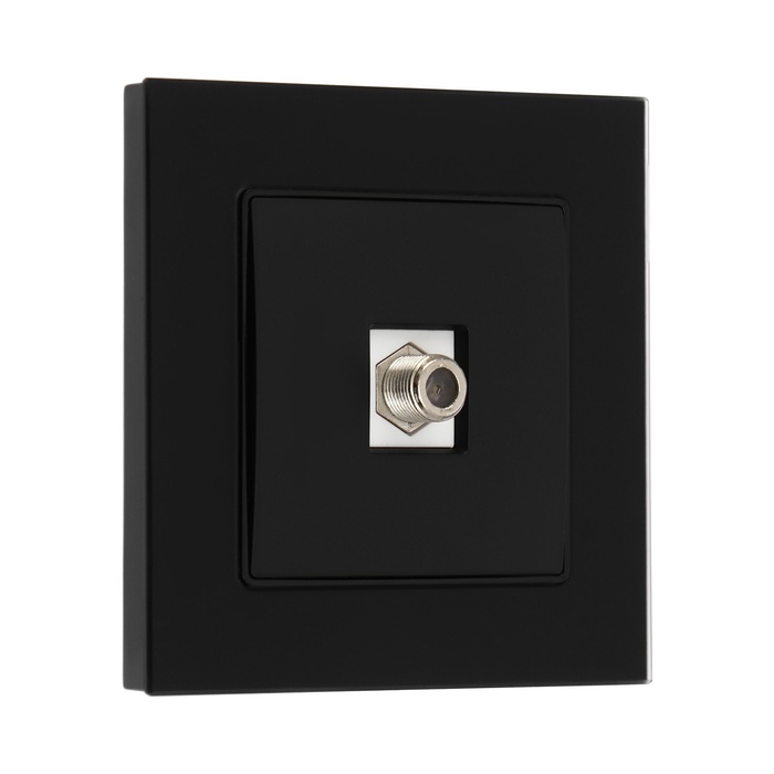 Розетка телевизионная TOT Matte Glass, стекло, скрытая, одноместная, чёрная