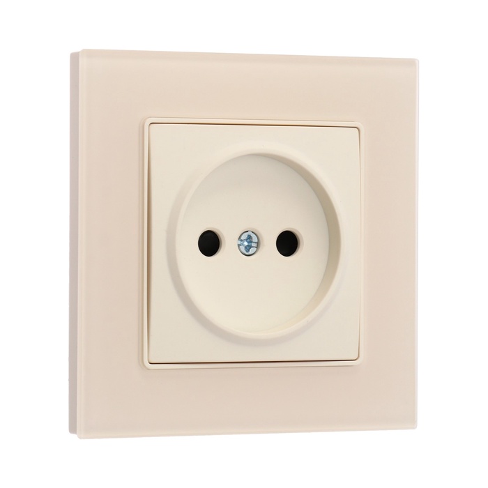 Розетка TOT Matte Glass, 10 А, стекло, скрытая, одноместная, без заземления, бежевая