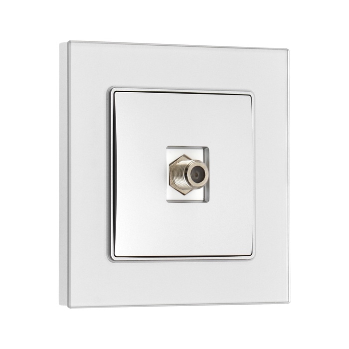 Розетка телевизионная TOT Glossy Glass, стекло, скрытая, одноместная, серебристая