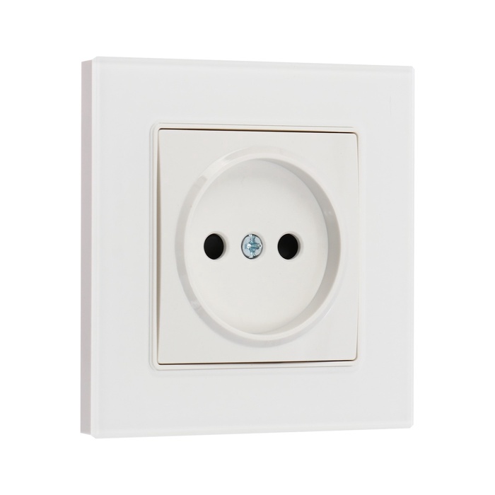 Розетка TOT Glossy Glass, 10 А, стекло, скрытая, одноместная, без заземления, белая