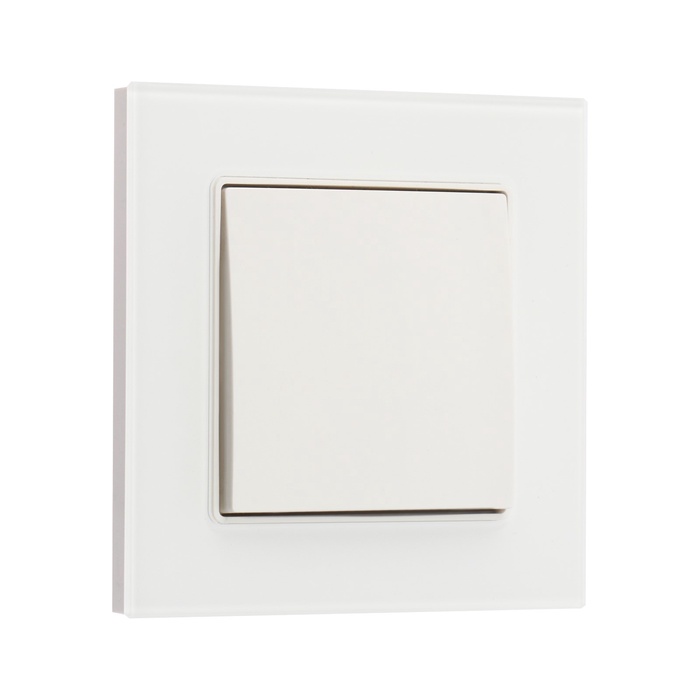 Выключатель TOT Glossy Glass, 10 А, 1 клавиша, скрытый монтаж, стеклянная рамка, белый