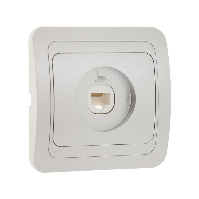 Розетка компьютерная Luazon Lighting «Орион», скрытая, IP20, одноместная, серебристая