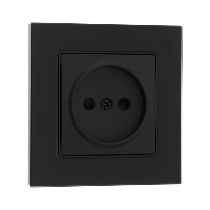 Розетка TOT Matte Glass, 10 А, стекло, скрытая, одноместная, без заземления, чёрная